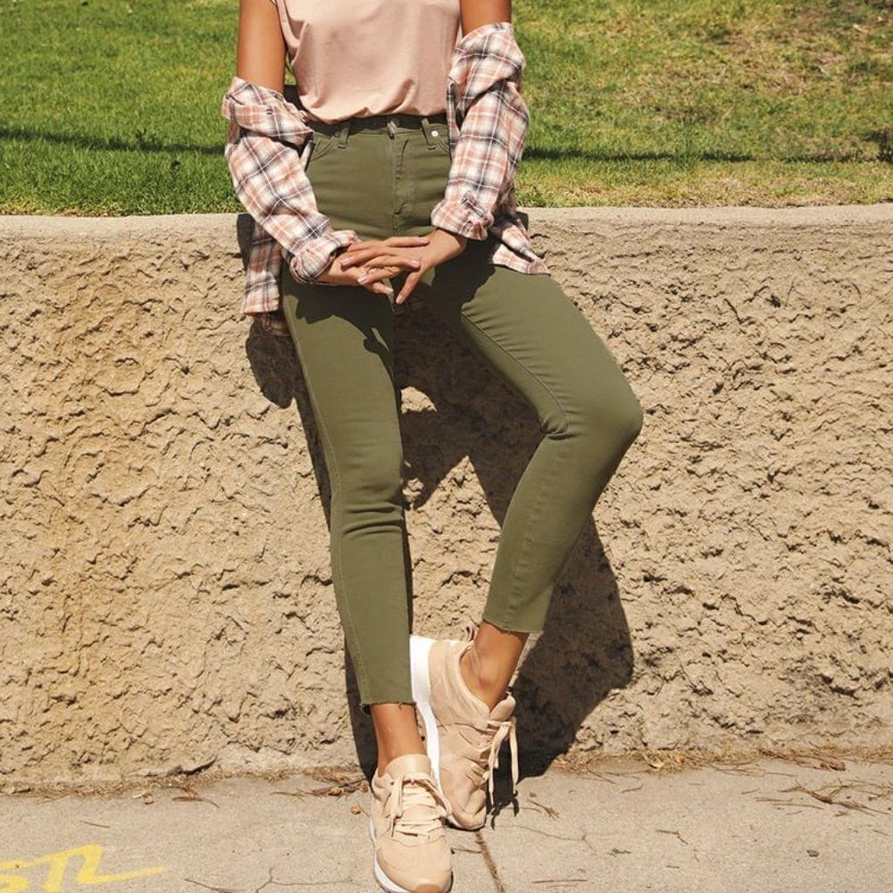 Olive Green Skinny Moto Jeans Sz 10